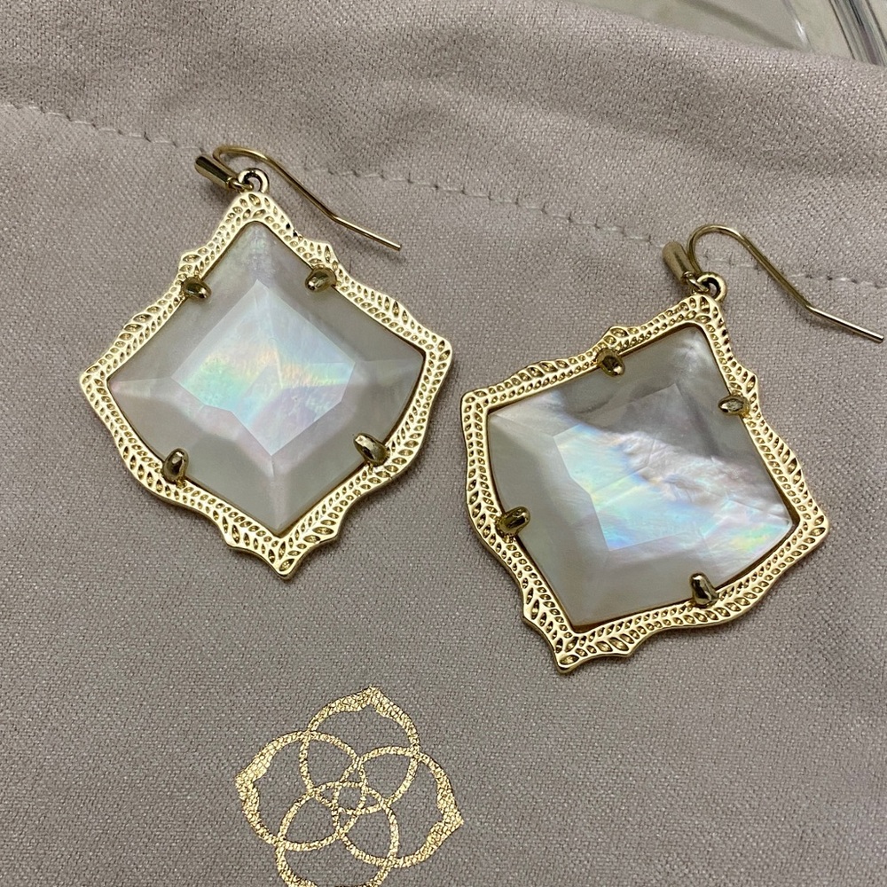 SOLD - Kendra Scott Iridescent White and Gold Earrings